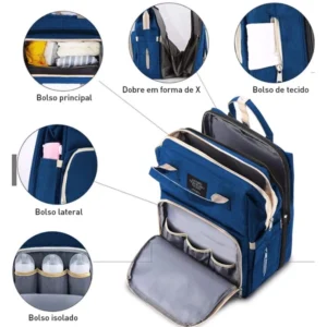 Mochila Bolsa Maternidade Térmica que vira Berço Multifunções Impermeável