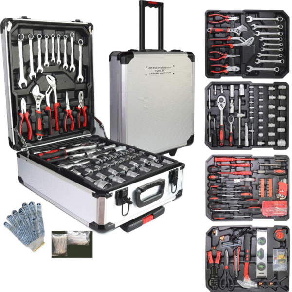 Kit de Ferramentas Automotivas 299 Peças Profissional, Jogo Completo com Chaves