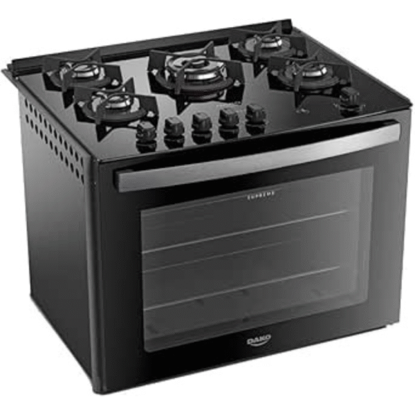 Fogão de Embutir 5 Bocas Preto com Mesa de Vidro