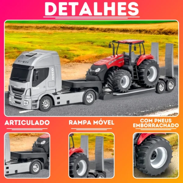 Caminhão de Brinquedo Iveco Plataforma Com Trator - Imagem 4