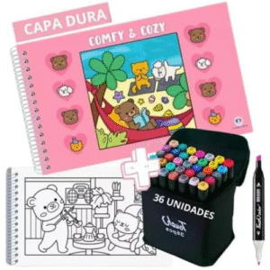 Kit de Colorir com 36 Canetinhas de Ponta Dupla Adulto infantil